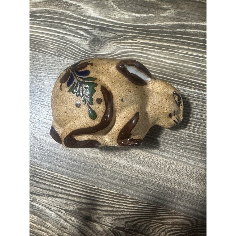 Mexican Tonala Pottery Rabbit Bunny Signed Folk Art